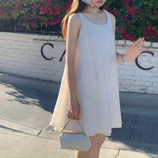Sleeveless Pleated Suspender Dress South Korea Large Skirt