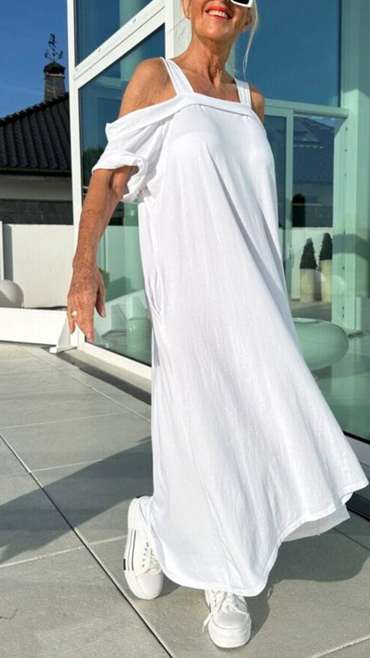 Women's Suspenders Loose Long Dress Cotton