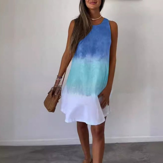 Women's Dress Sleeveless Color Matching Printed Vest