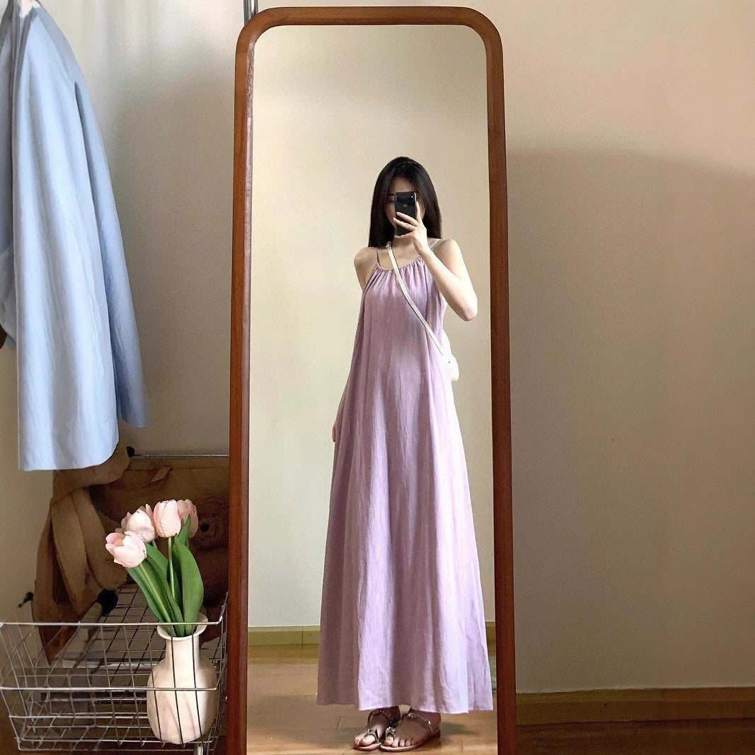 Loose Slimming Seaside Holiday French Strap Dress