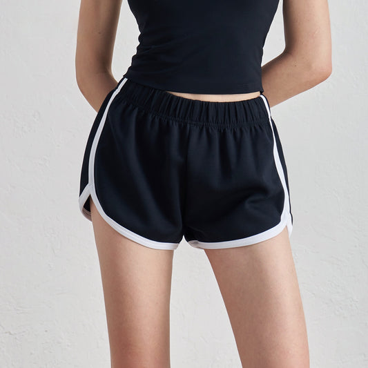 Thin High Waist Retro Color Matching Sports Shorts
