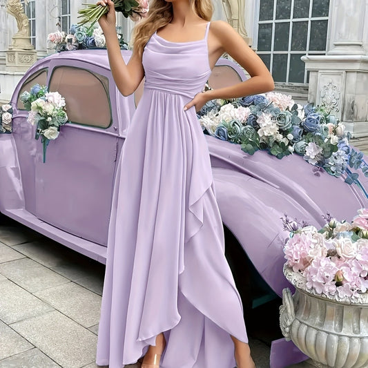 Women's Pure Color All-matching Sexy Single Strap Waist-tight Dress