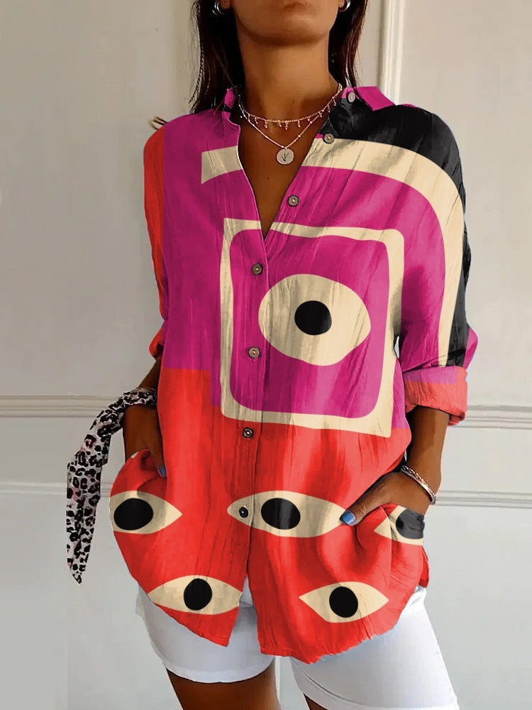 New Women's Long Sleeved Shirt For Summer Fashion, 3D Printed Shirt With Floral Pattern