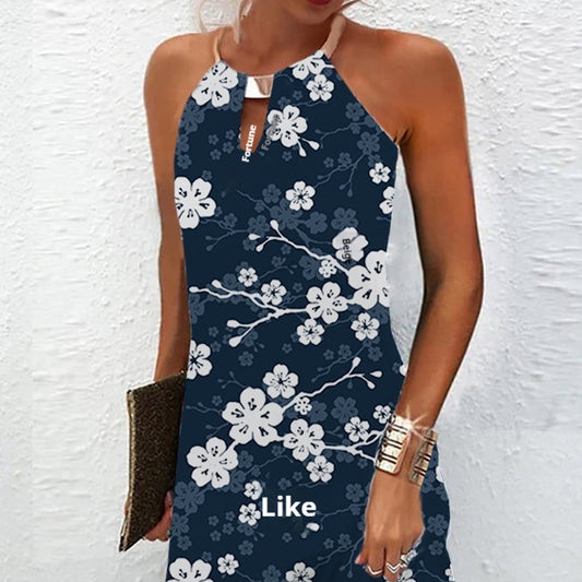 Summer Metal Halter Sleeveless Dress