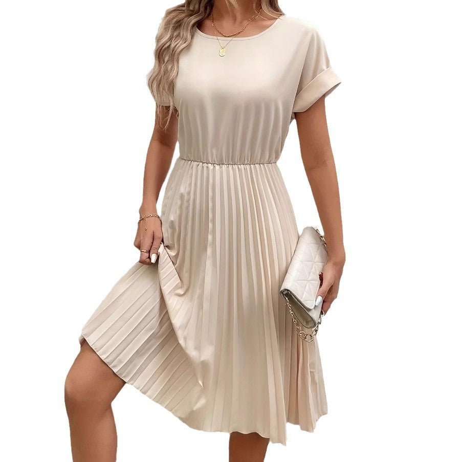 Summer Solid Color Pleated Dress