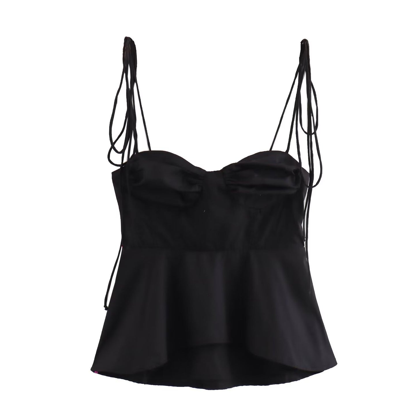 Solid Color Sleeveless Pleated Suspender Corset Top