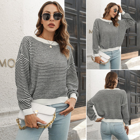 Striped Sweater Women's Loose Long Sleeve Casual