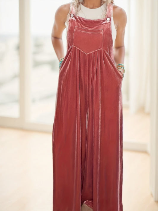 Women's Retro Velvet Overalls