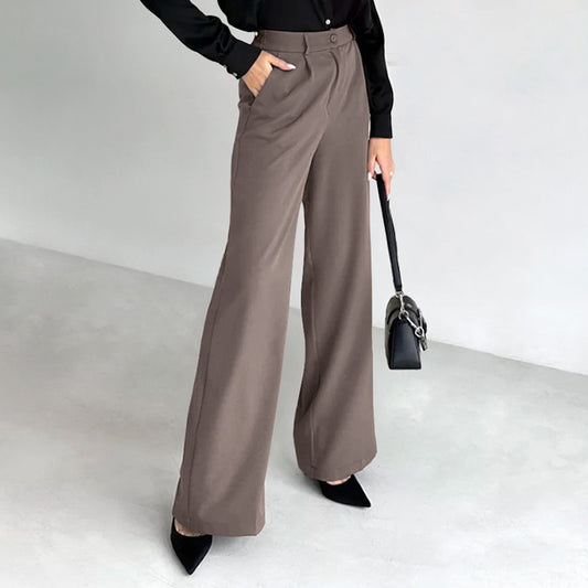 Women's Pure Color Temperament All-matching Casual Trousers