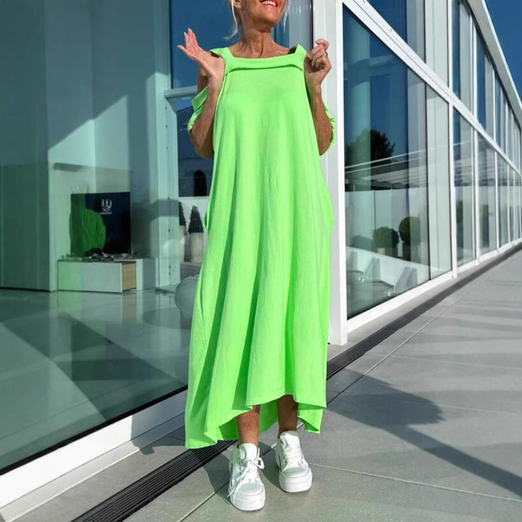 Women's Suspenders Loose Long Dress Cotton