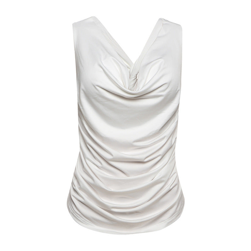 Trendy Swing Collar Sleeveless Backless Top For Women