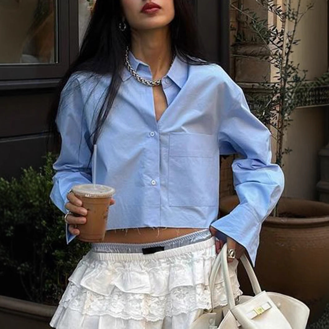 Casual Simple Style Solid Color Shirt For Women