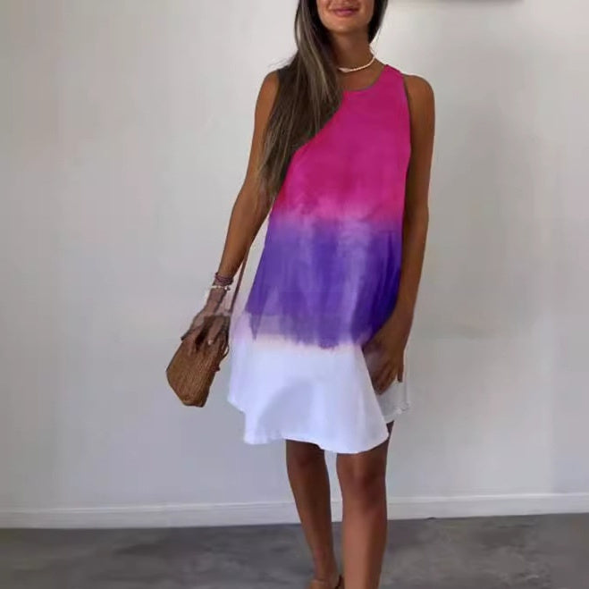 Women's Dress Sleeveless Color Matching Printed Vest