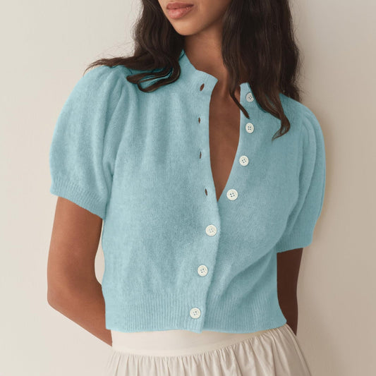 Women's Bubble Short Sleeved Cardigan Sweater