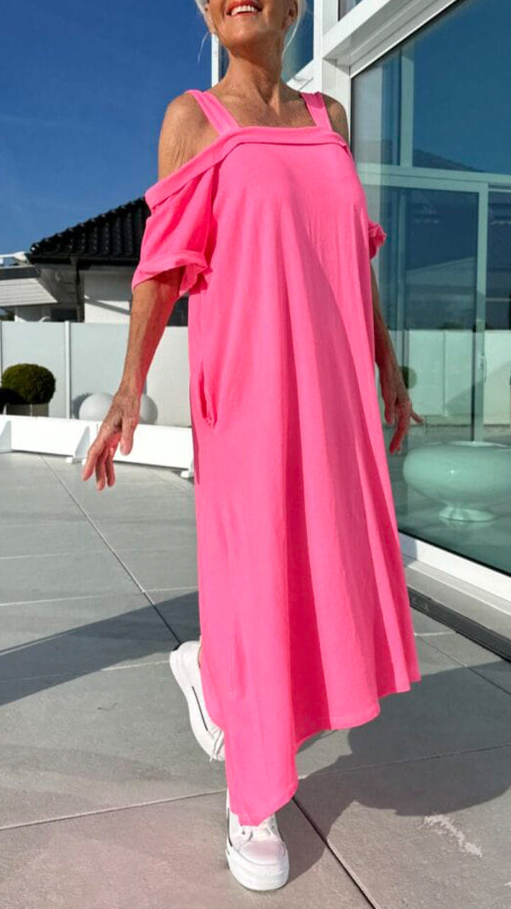 Women's Suspenders Loose Long Dress Cotton