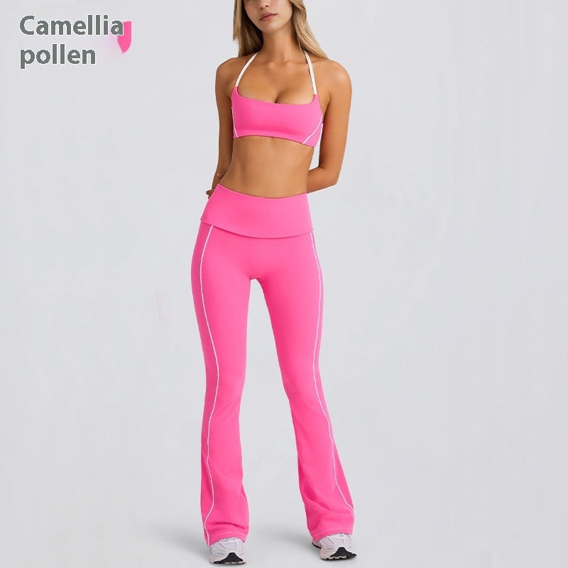 Yoga Clothes Autumn Strap Tube Top Nude Feel Bra Beauty Back Exercise Underwear Running Fitness Female Flared Pants Suit