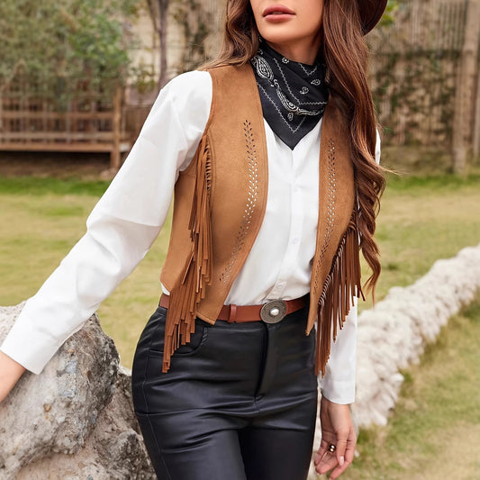 Women's Spring And Summer Denim Casual Vacation Fringe Vest Jacket