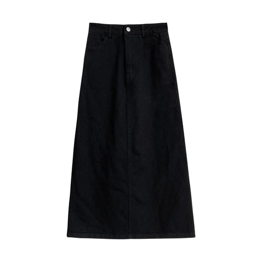 Women's Denim Skirt Straight Tube Versatile High Waist Slit One-piece Skirt Autumn