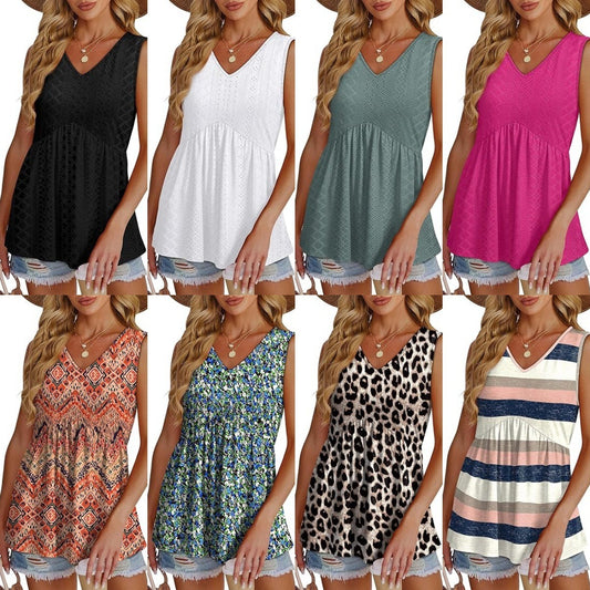 Women's Elegant Sleeveless V-neck Elegant Ruffle Top