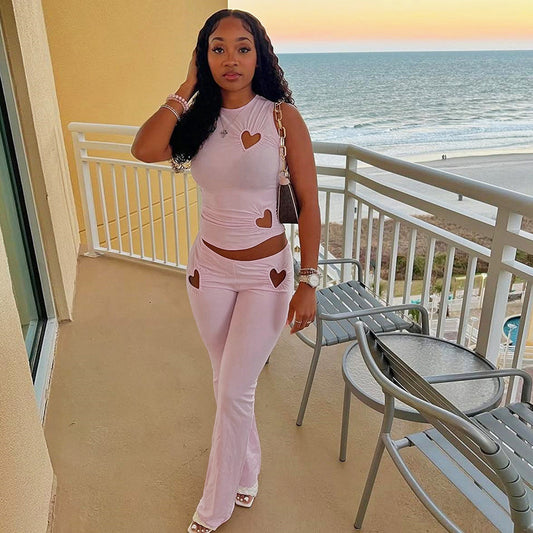 Women's Personality Fashion Solid Color Simple Set