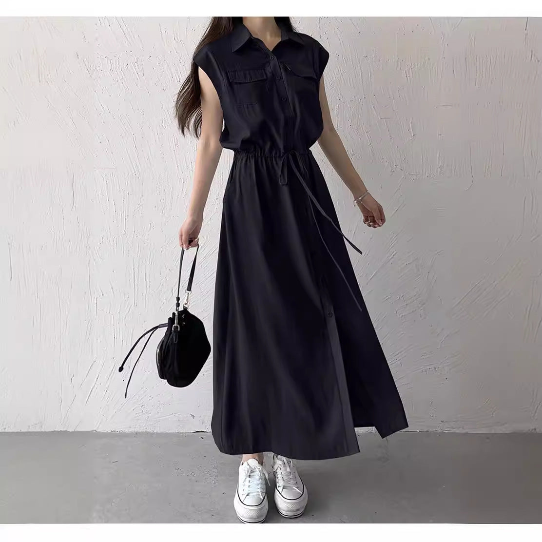 Mid-length Casual Polo Collar Dress