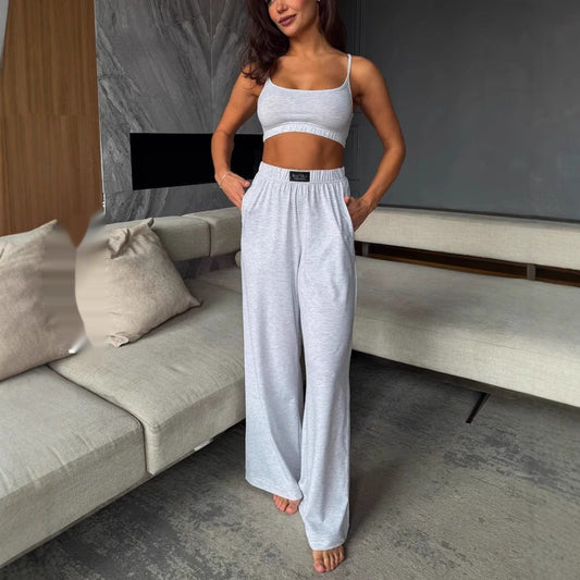 Suspenders Vest Wide Leg Trousers Suit Two-piece Homewear