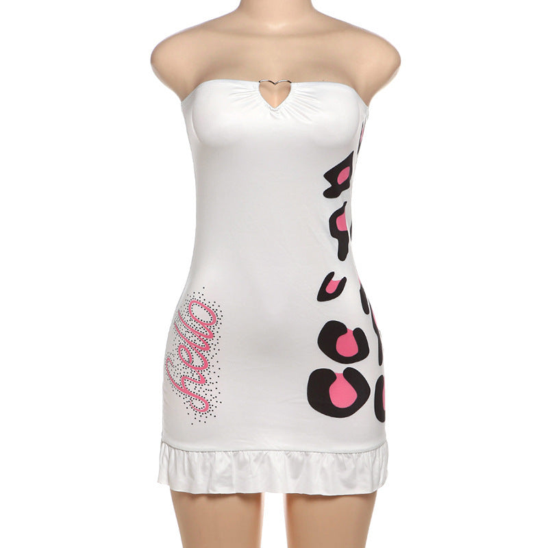 Personalized Printed Tube Top Sheath Tight Dress