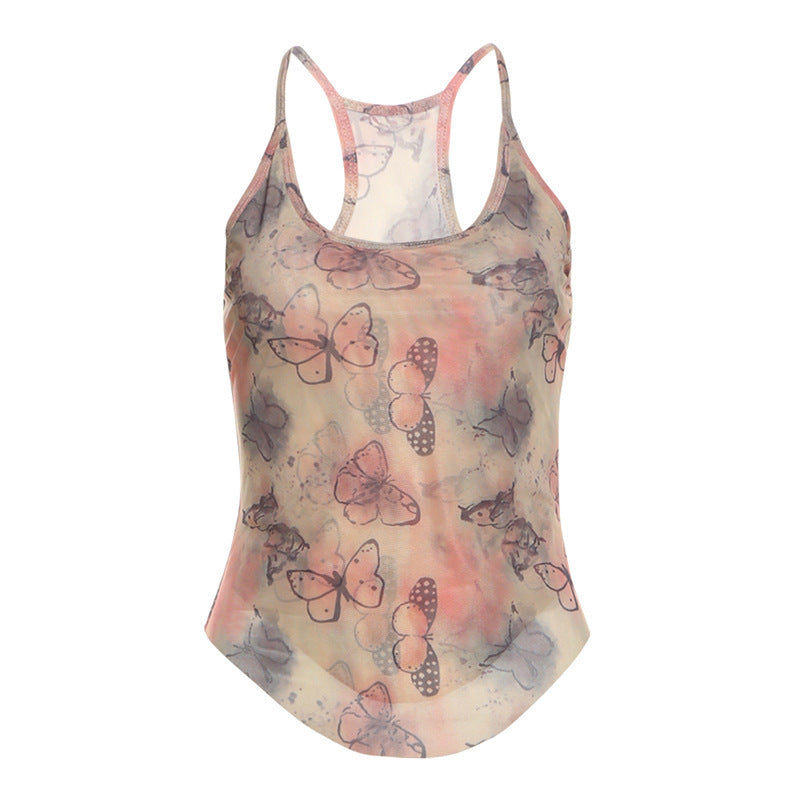 European And American Style Spring Street Fashion Sexy Butterfly Printed Camisole