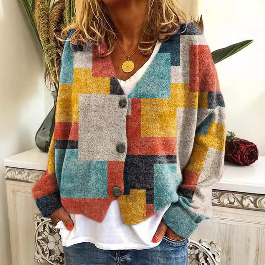 Autumn And Winter Large V-neck Cardigan Short Long Sleeve