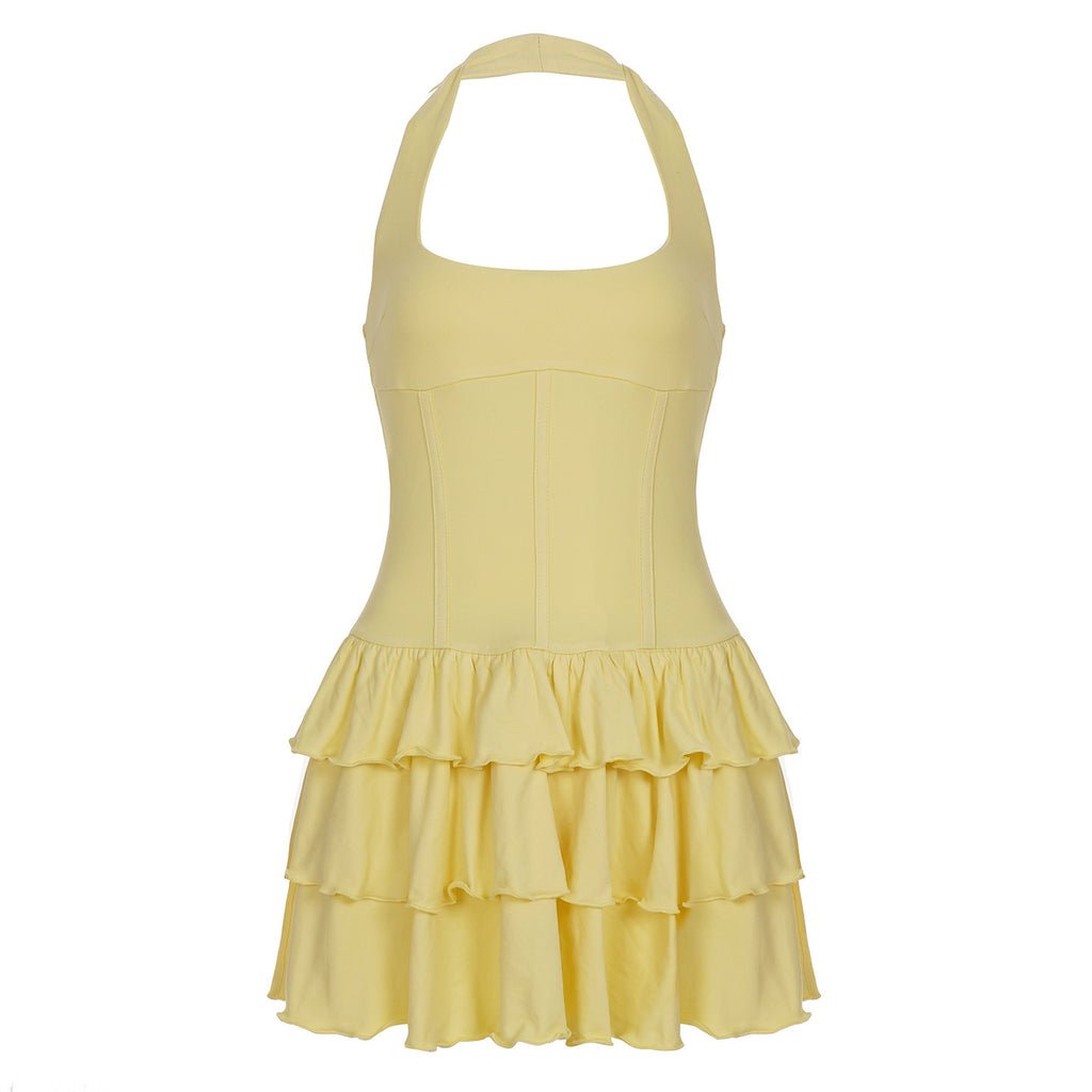 Backless Sports Neck-hanging Cake Dress Women