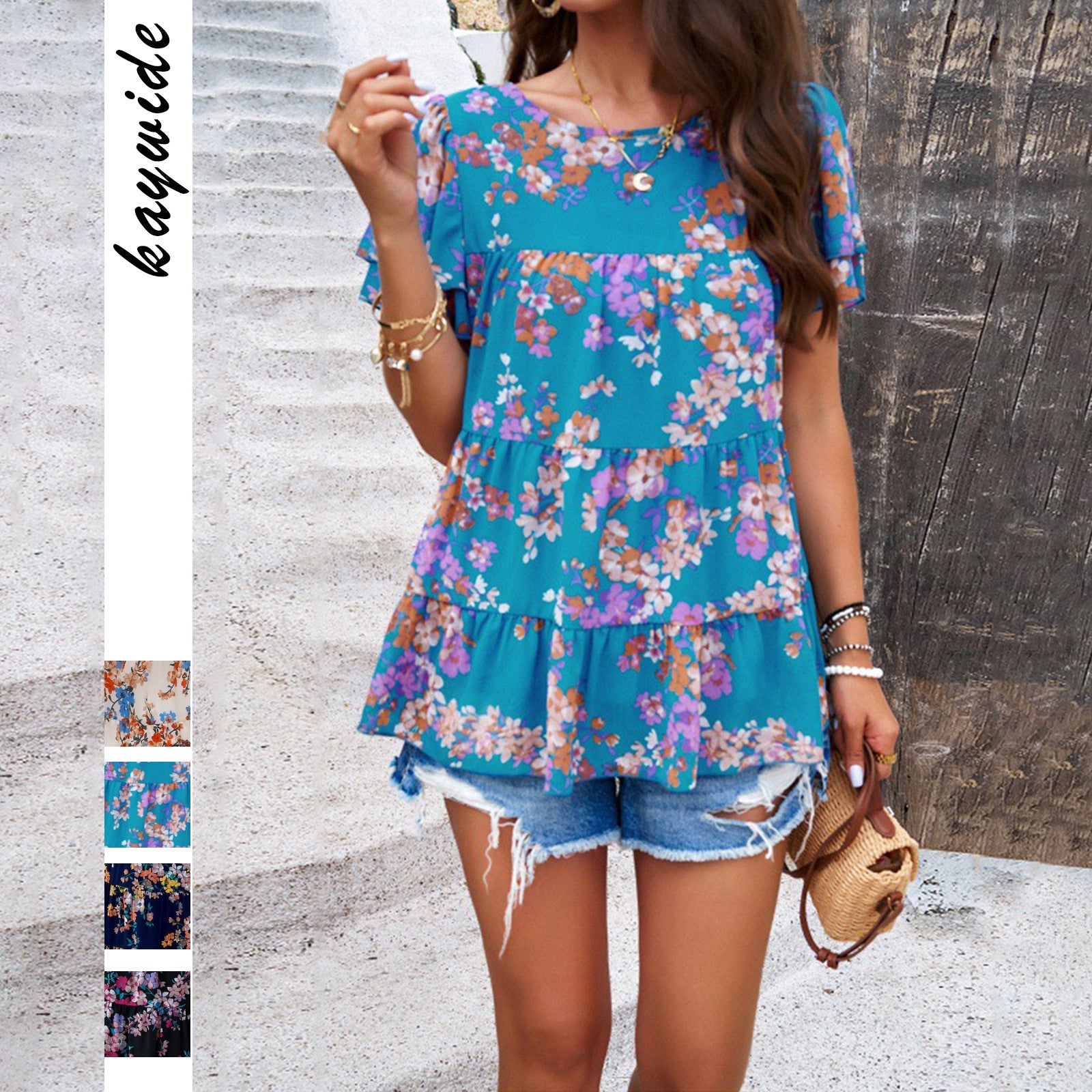 Holiday Leisure Printed Crew Neck Top