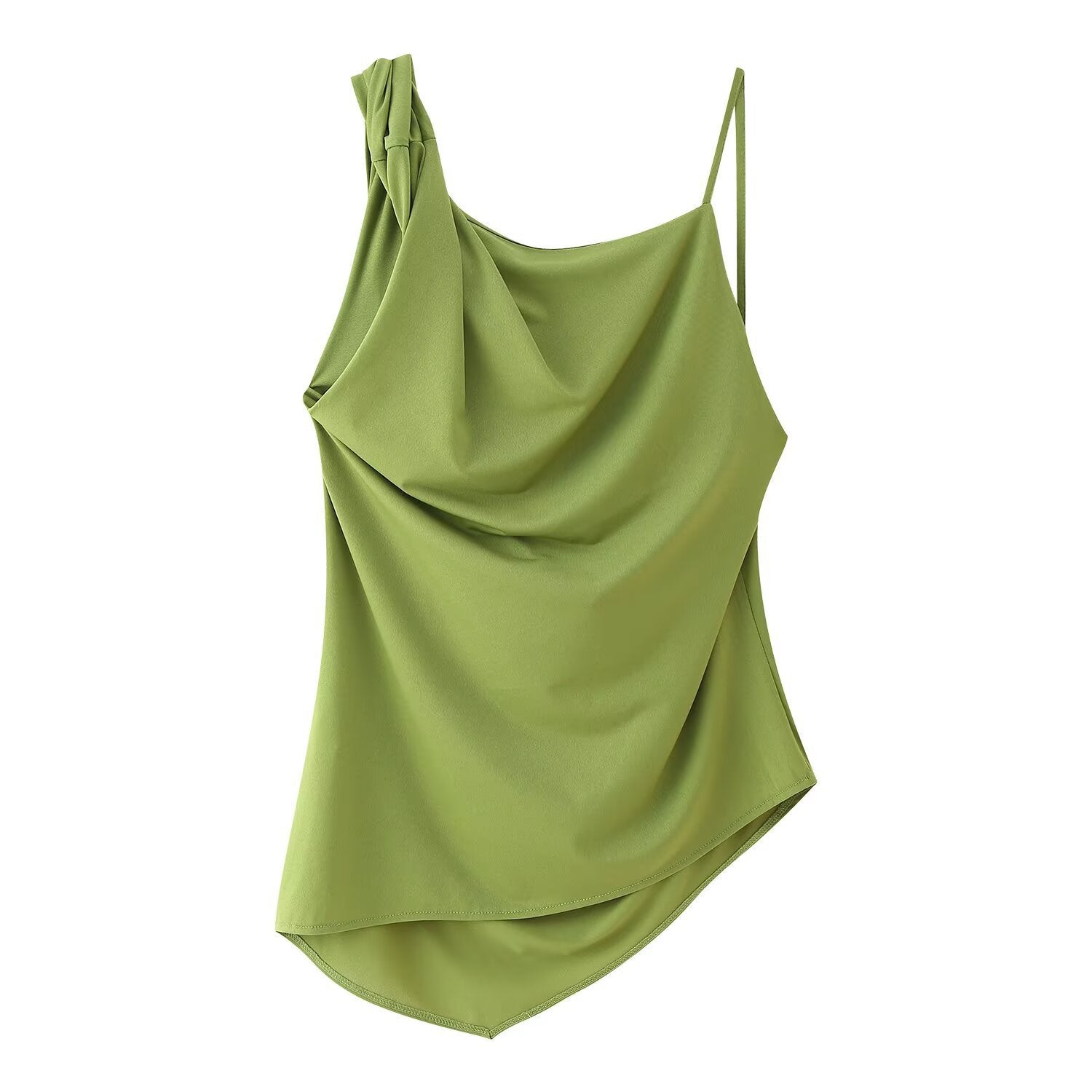 Asymmetrical Pleated Camisole And Wide-leg Pants Set