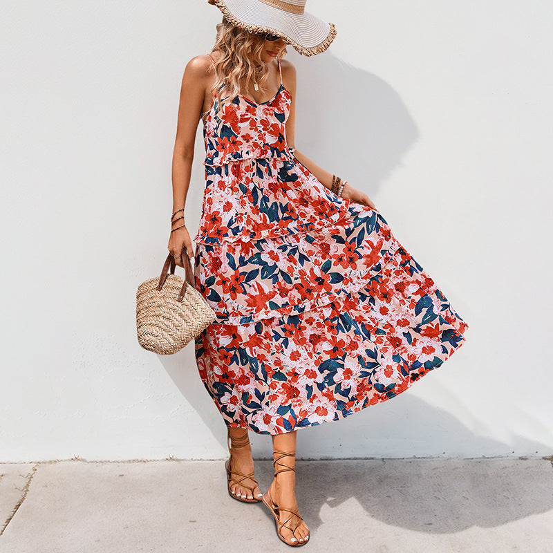 Holiday A Swing Spaghetti-strap Floral Print Dress