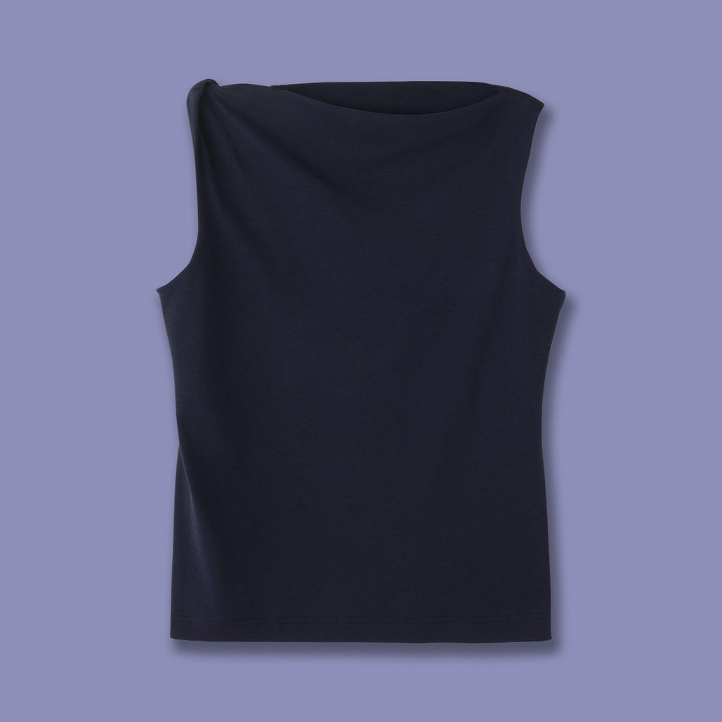 Slim-fit One-shoulder Knot Detail Cotton Top