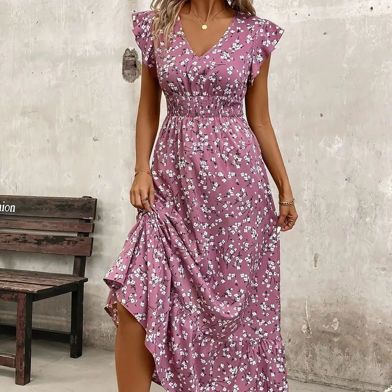 Fashionable Women's Dress With Random Printing