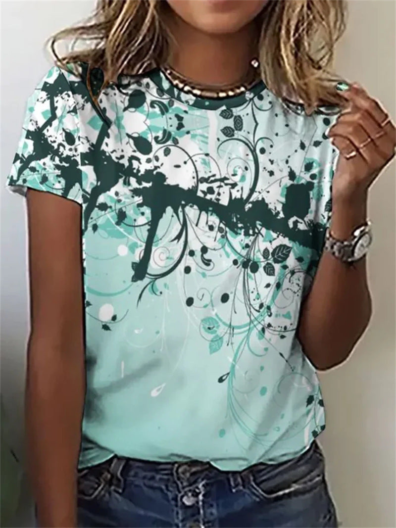 Women's Casual Pattern Digital Printed T-shirt