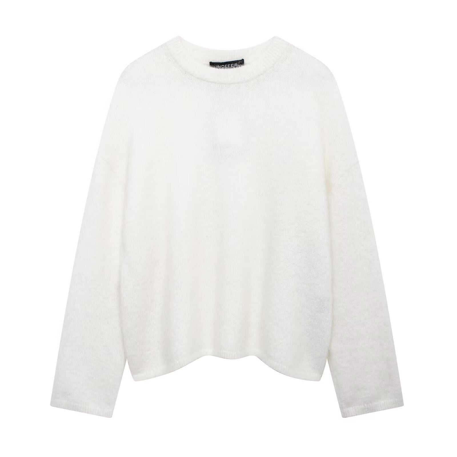 Women's Street Fashion Solid Color Round Neck Large Profile Sweater
