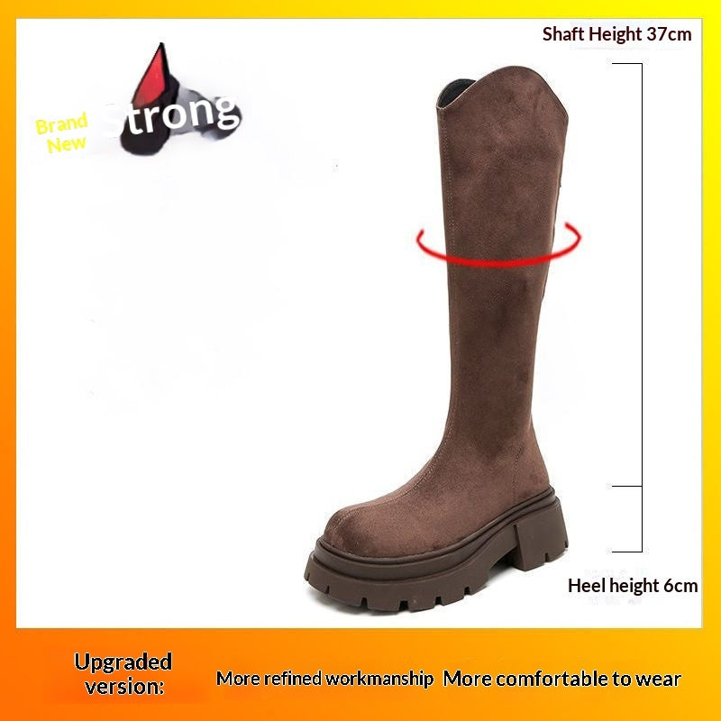 Women's Solid Color Versatile Wide-leg High-elasticity Boots