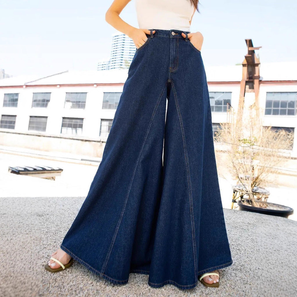Elegant And Minimalist Wide-leg Jeans Stretch Denim Jeans