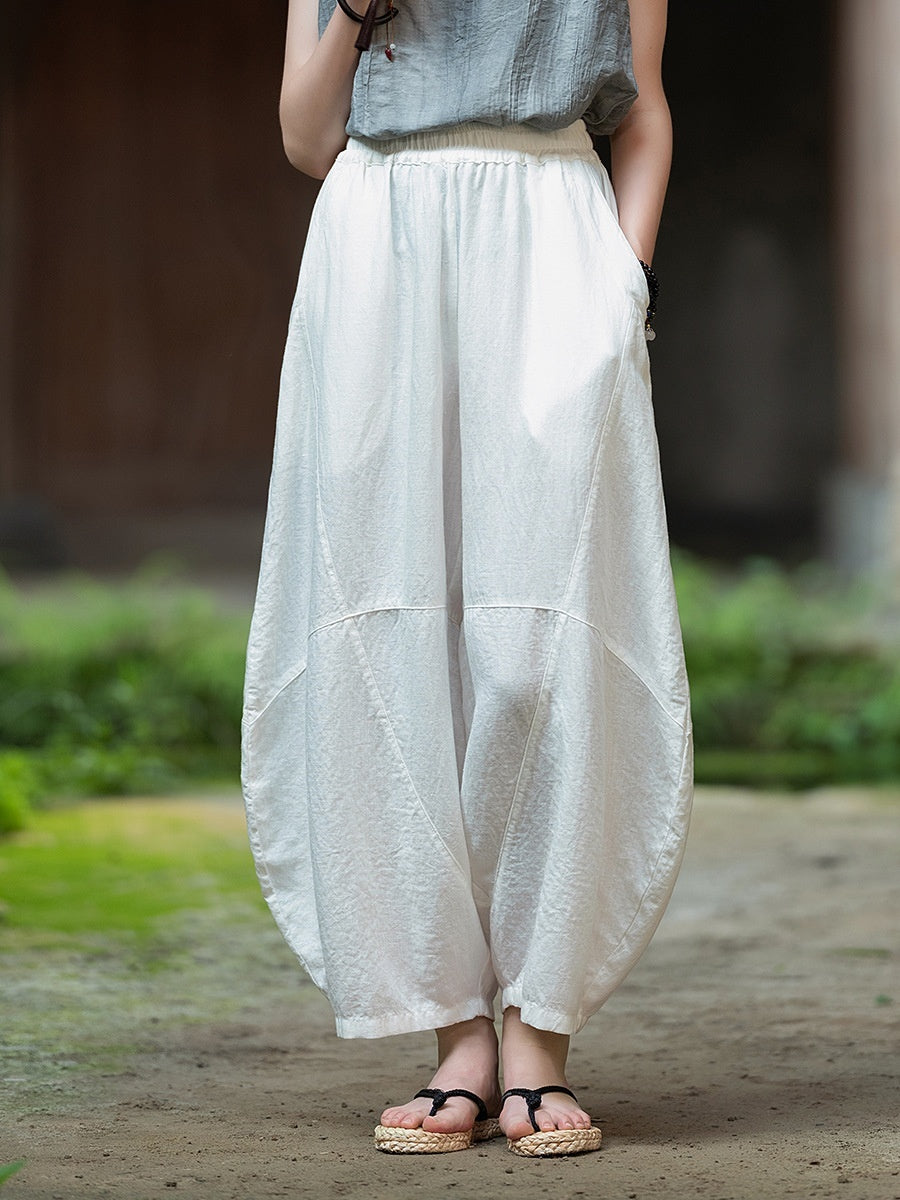 Artistic Retro Cotton And Linen Women's Distressed Loose Casual Pants