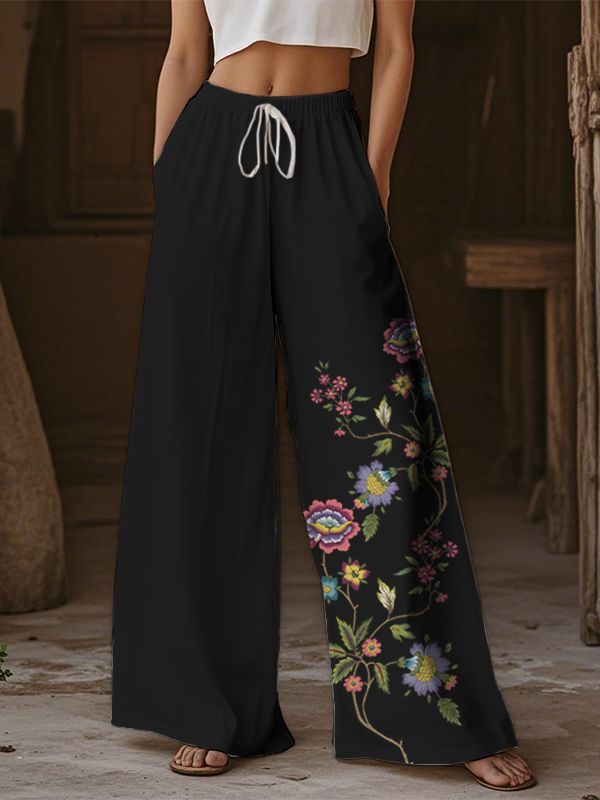 Casual Wide-leg Athletic Pants For Street Style In Europe And The US