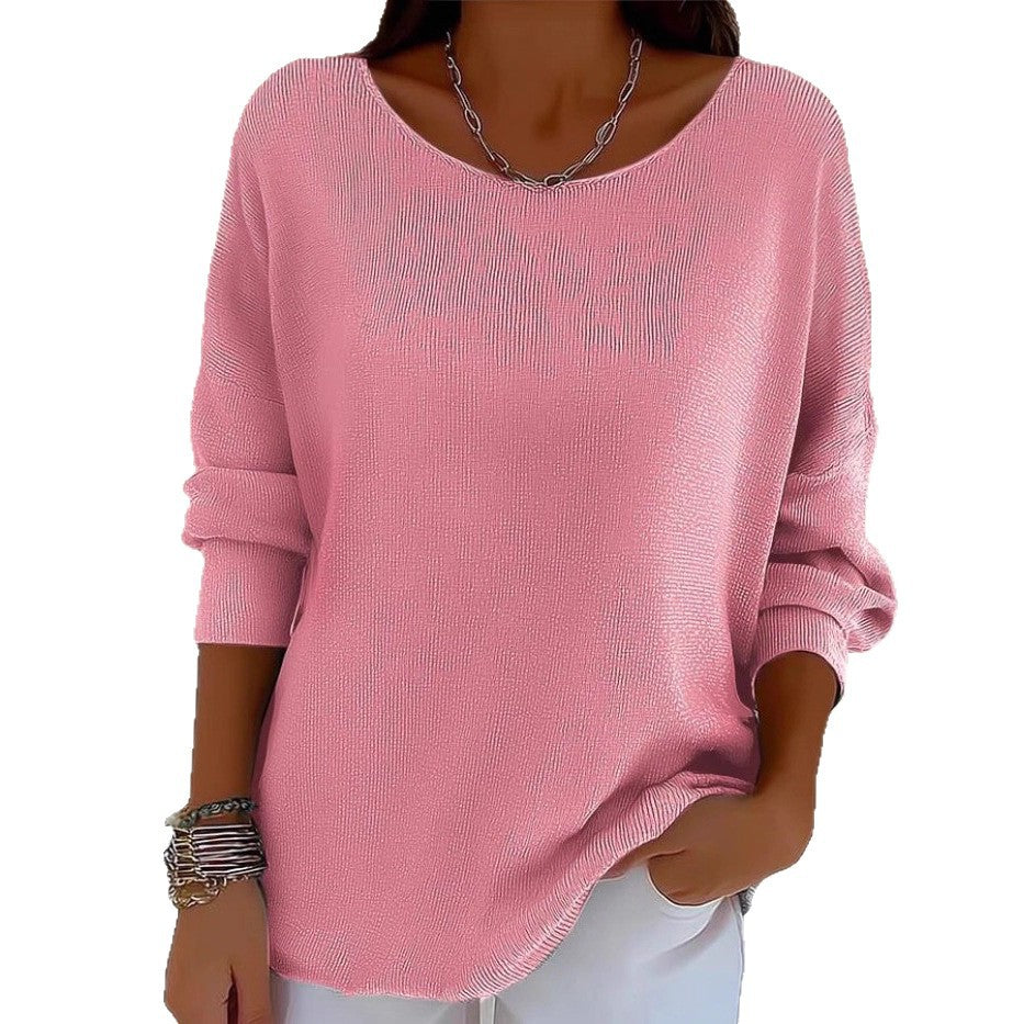 Crew-neck Long-sleeve Pullover Top
