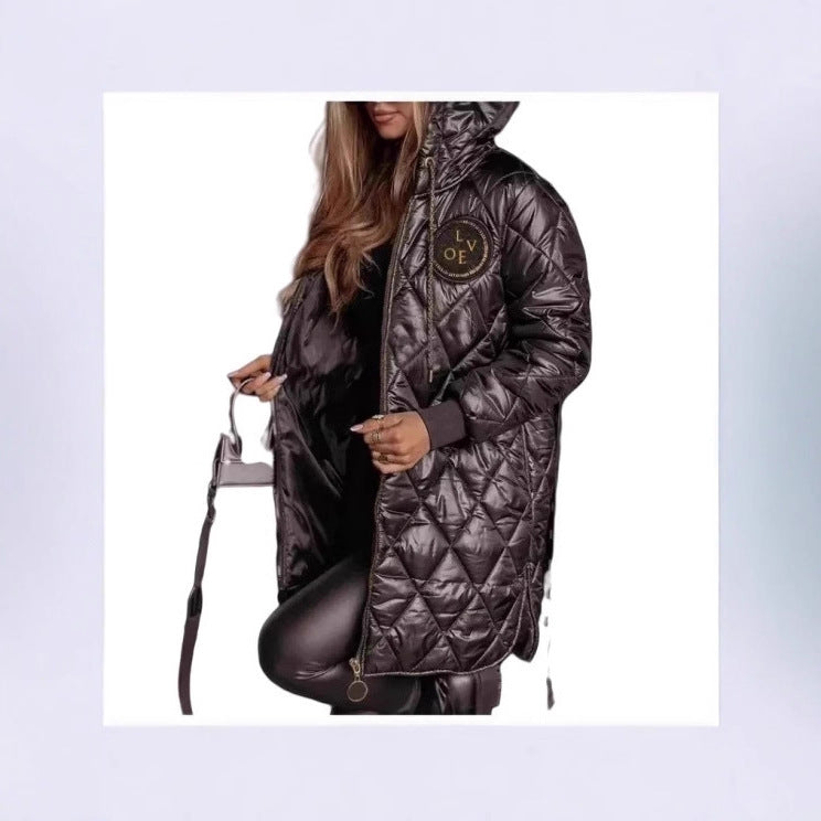 Loose-fitting Long-sleeve Zip-up Cotton Jacket