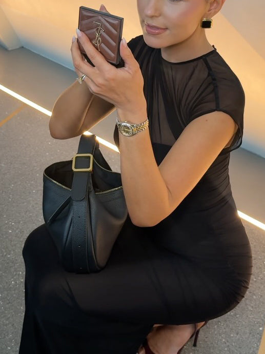 Black Mesh Overlay Bustier Bodycon Maxi Dress