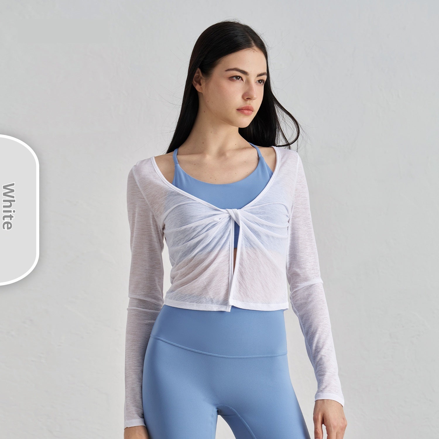Bunchy Yarn Nude Feel Yoga Clothes Women's Twisted Layered Design Sports Long Sleeve
