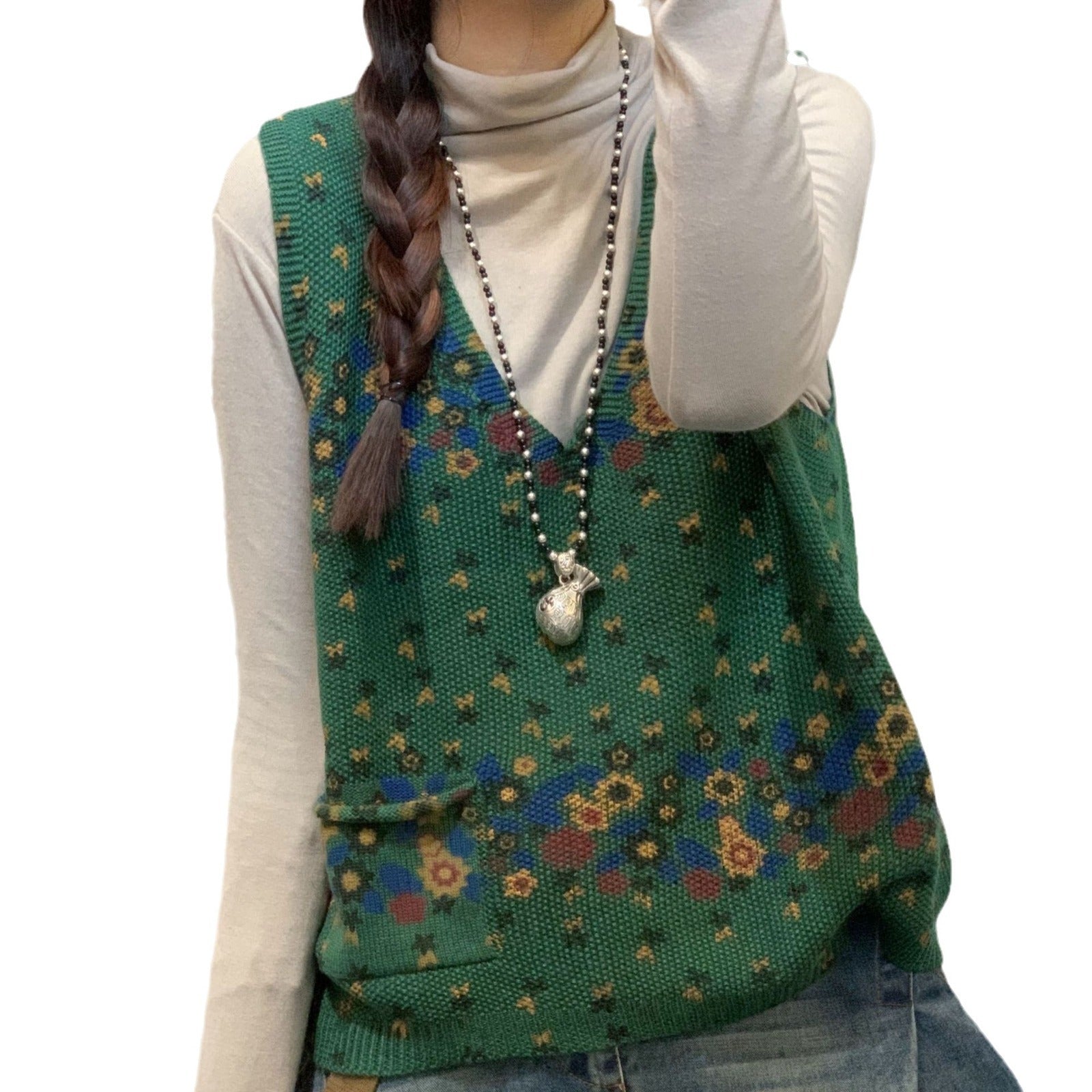 Retro Easy Matching Knitted Sleeveless Vest Fashion Classic Top