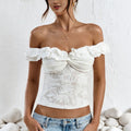 Backless Ruffled Wrap-style Cropped Top