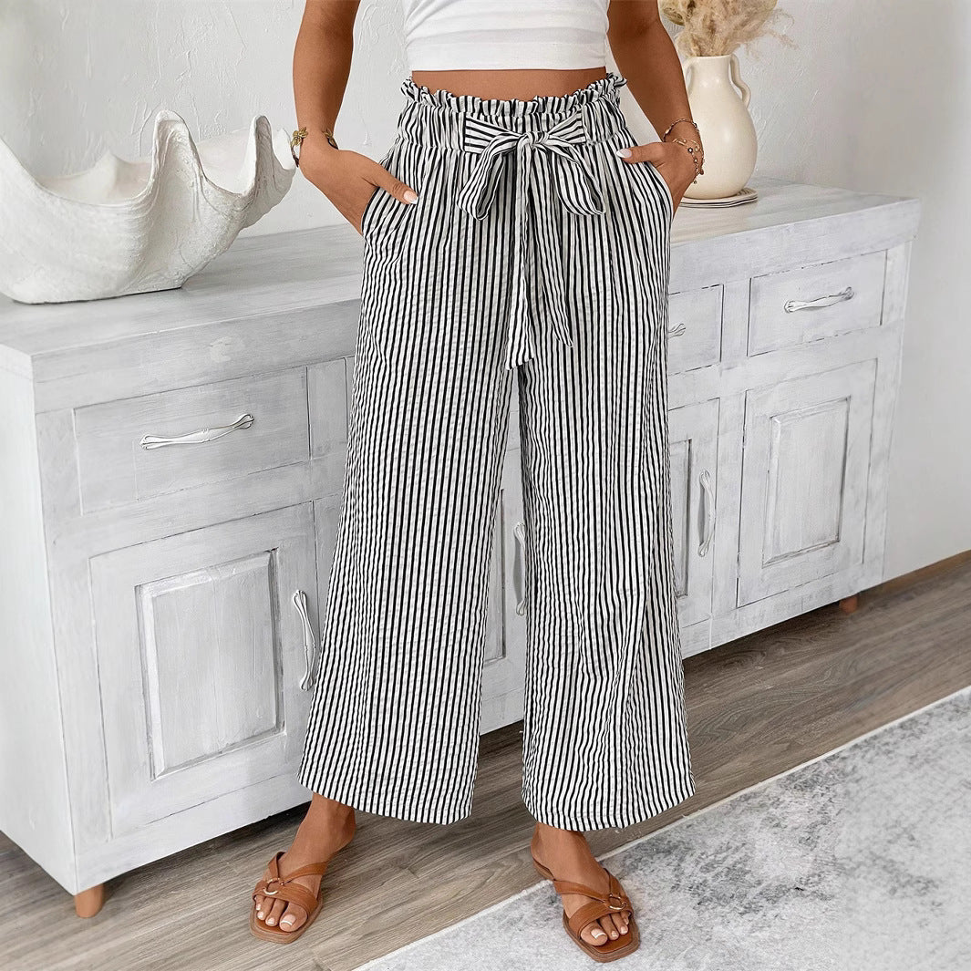 Women's Striped Elegant Straight-leg Pants