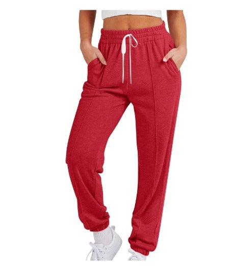 Women's Casual Drawstring Solid Color Sports Jogger Pants