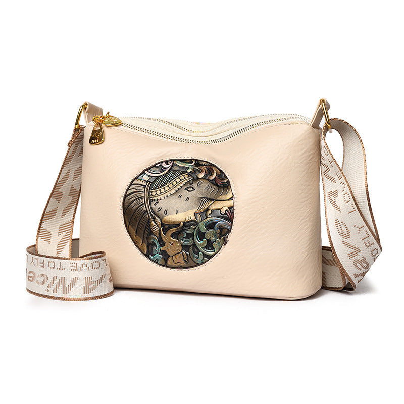Multi-Compartment High-Capacity Retro Chinese-Style Shoulder Bag